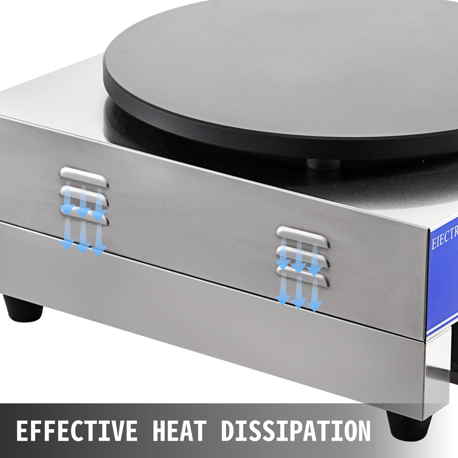 Commercial 3kW Electric Square Crepe Maker, High-Power Griddle, Adjustable Temperature, Non-Stick Surface, Easy to Clean, Ideal for Restaurants and Food Stalls.