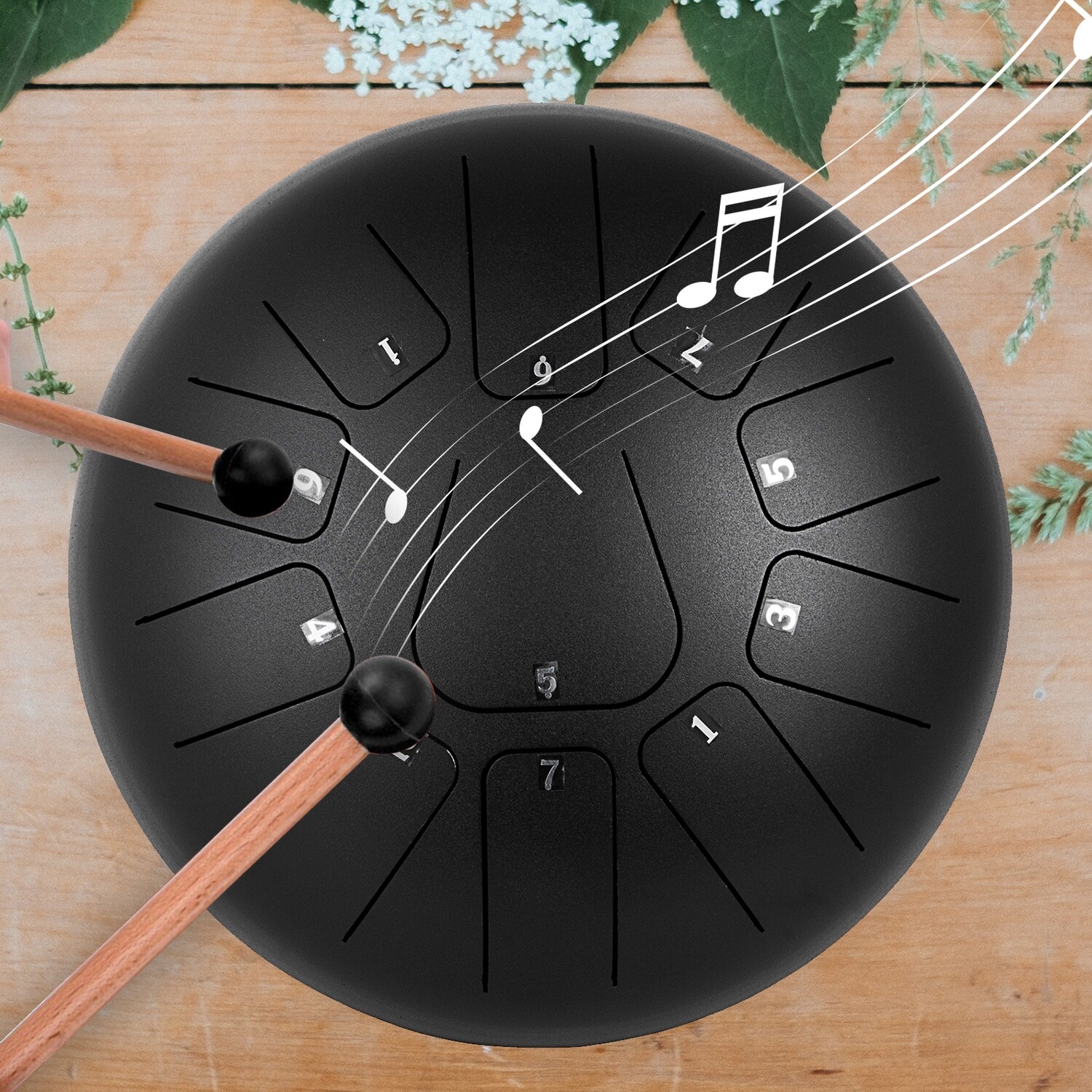 Book Mallets Finger Picks for Steel Tongue Drum Handpan – 11 Notes, 12 Inch, High-Quality Percussion Tool for Enhanced Sound