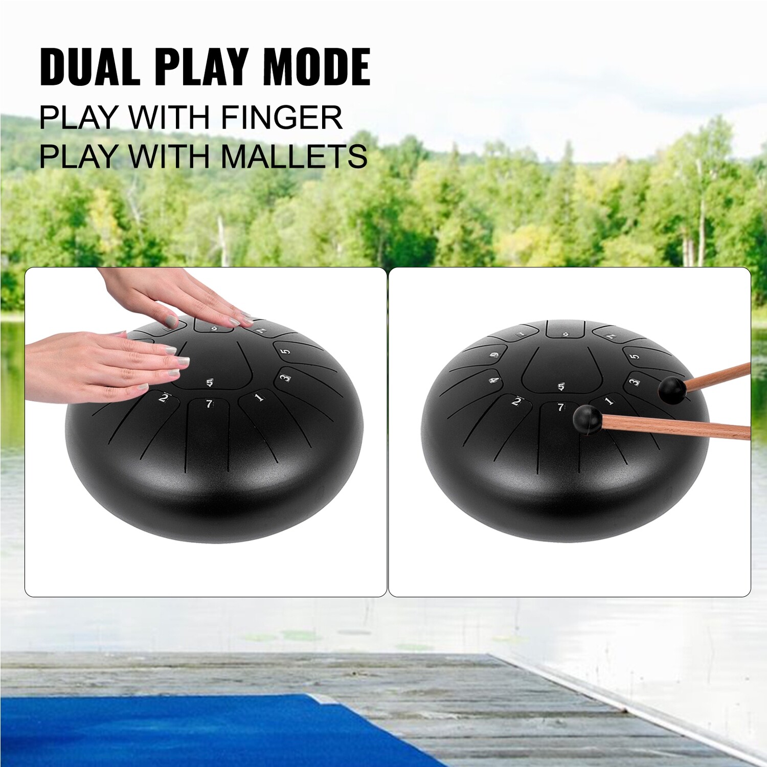 Book Mallets Finger Picks for Steel Tongue Drum Handpan – 11 Notes, 12 Inch, High-Quality Percussion Tool for Enhanced Sound