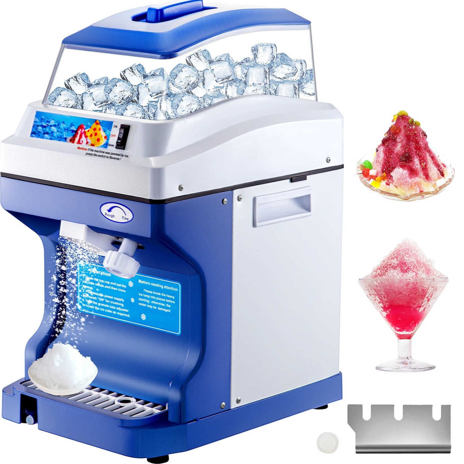 Commercial Ice Shaving Device Electric Snow Cone Maker With Hopper