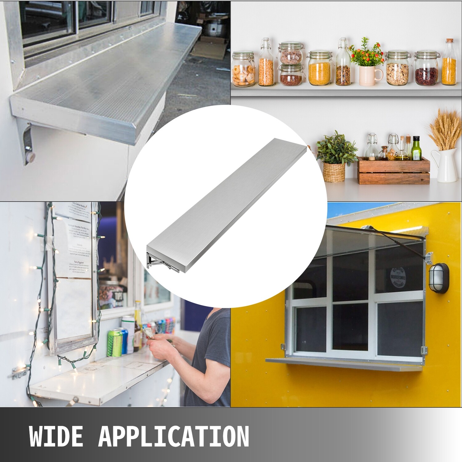 Stainless steel 6ft Concession Window Shelf Stand Shelf Vending