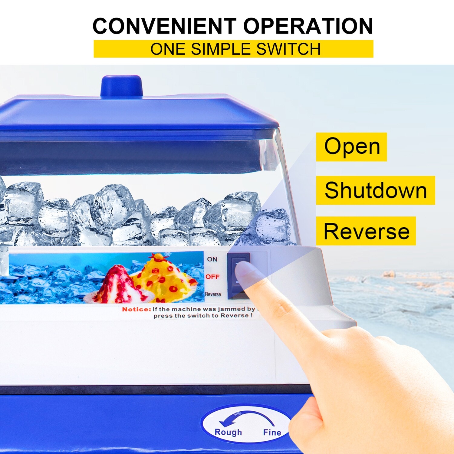 Commercial Electric Ice Shaving Machine, Snow Cone Maker with Hopper