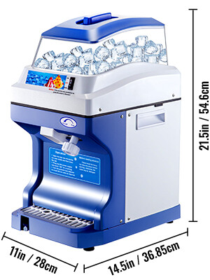 Commercial Electric Ice Shaving Machine, Snow Cone Maker with Hopper