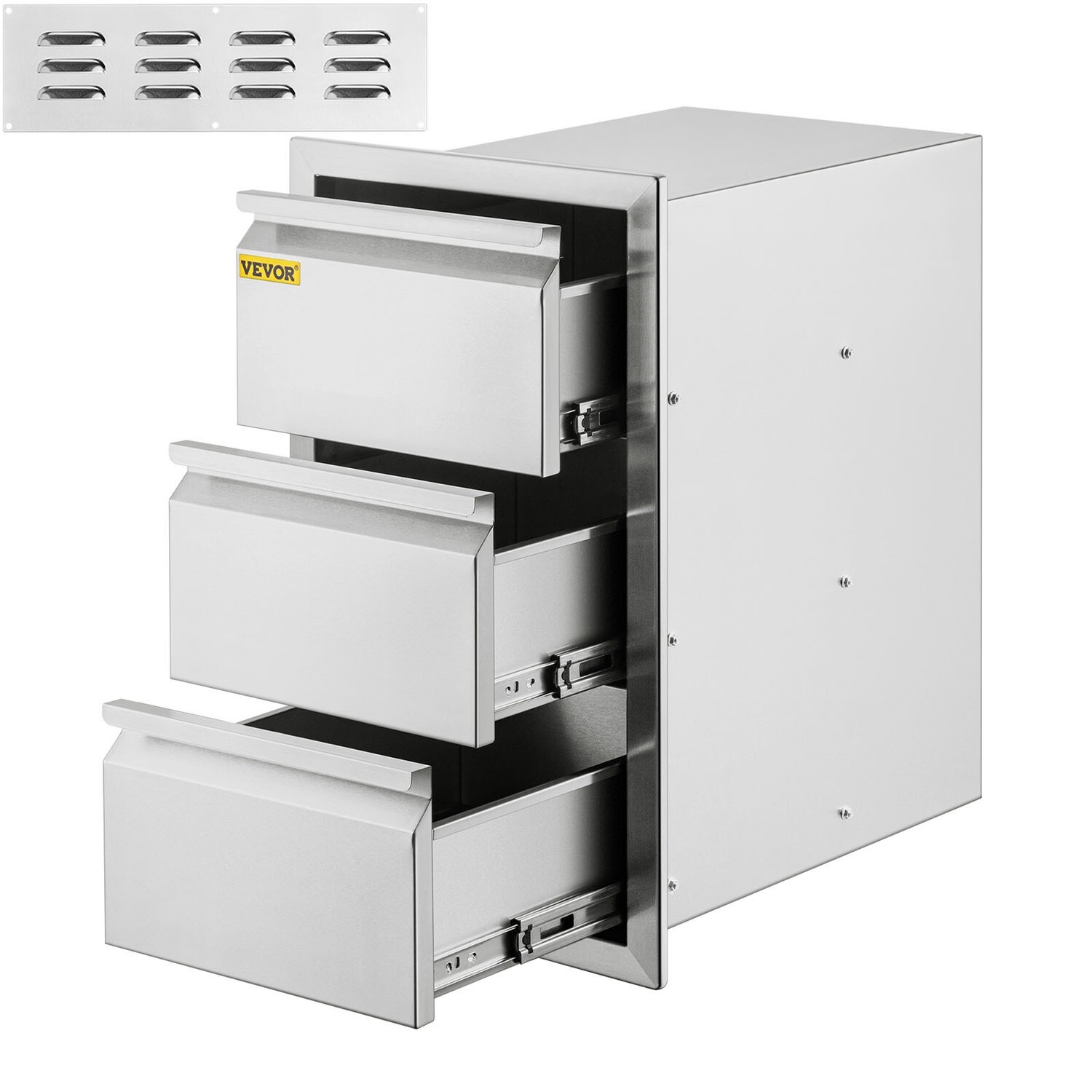 Stainless Steel Triple Access Drawer Outdoor Kitchen BBQ Island 19&quot;W x 26&quot;H