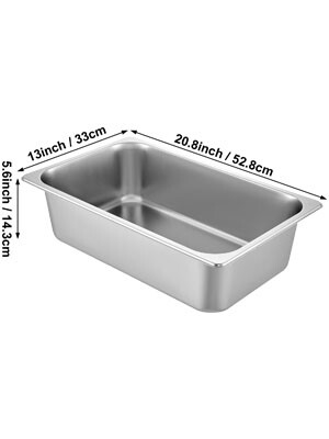 Full Size 20.5L/21.7 Quart Stainless Steel Anti-Jam 6 Pack 6&quot; Deep Steam Table Pans for Catering and Commercial Use