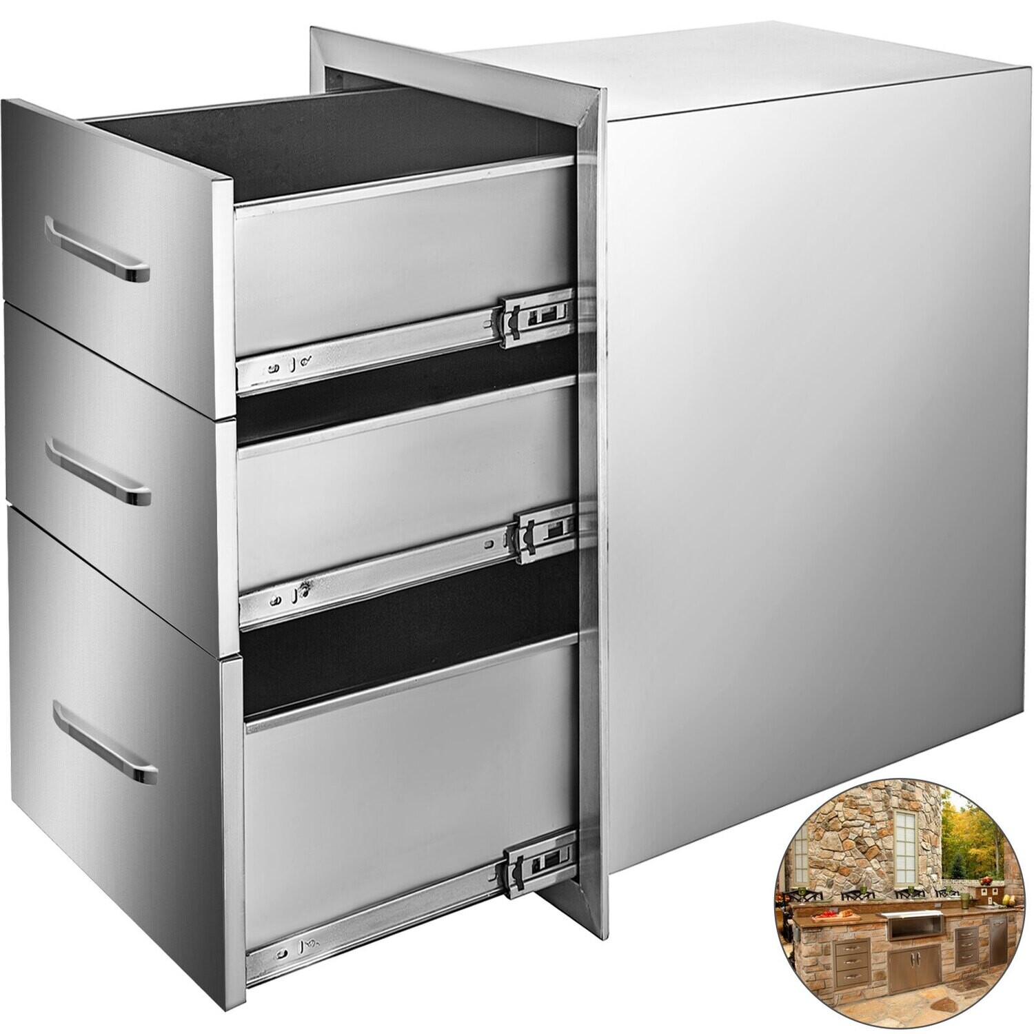 Outdoor Stainless Steel Kitchen Drawer Bbq Drawer Storage 45x58cm