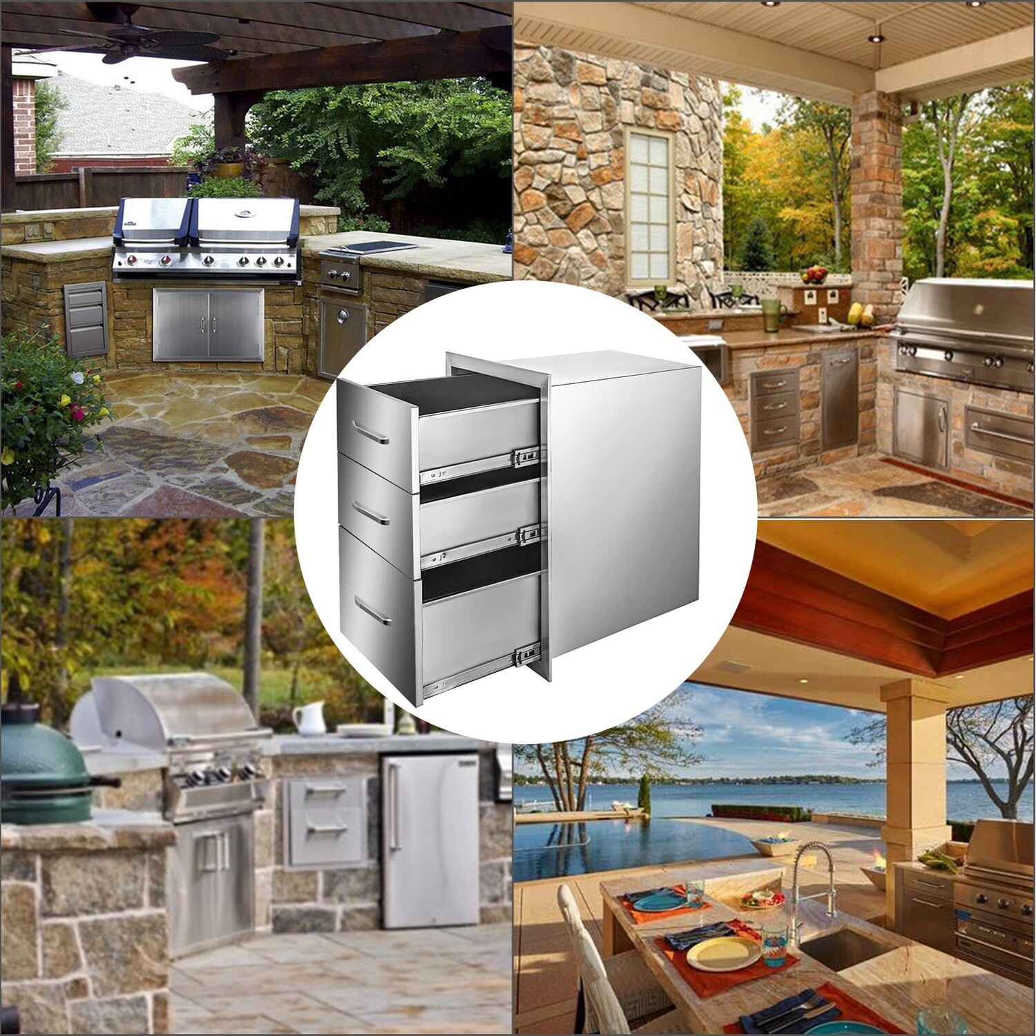 Outdoor Stainless Steel Kitchen Drawer Bbq Drawer Storage 45x58cm