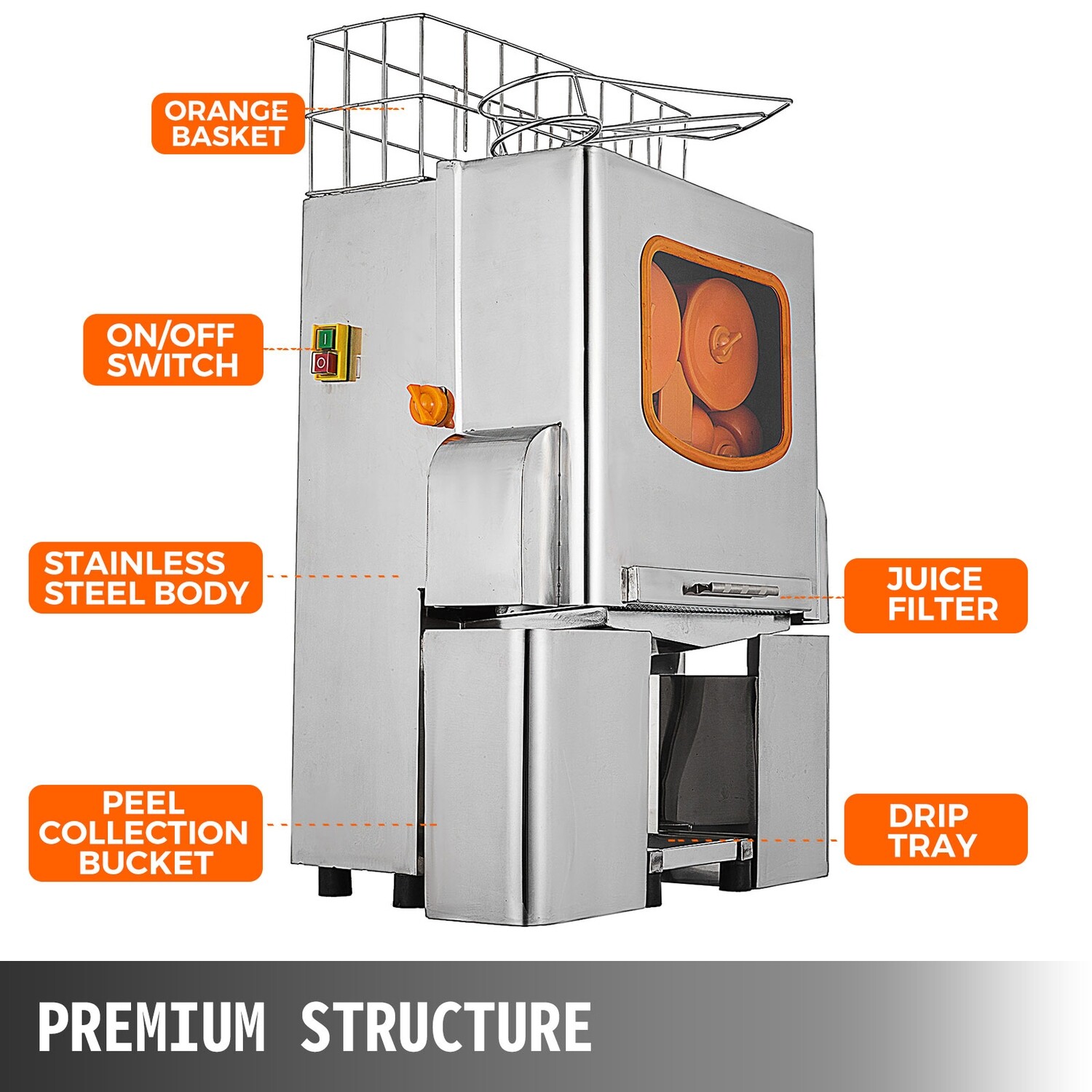 Commercial Stainless Steel Electric Citrus Squeezer Machine – Ideal for Orange, Lemon, and Other Juices