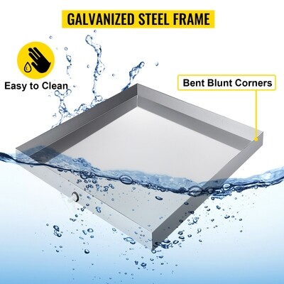 Universal Washing Machine Drip-Pan Stainless Steel Sink Dishwasher Drip Tray with Drain Hole