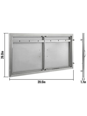 Stainless steel Walled Double Bbq Door Island For Kitchen, 39&quot; x 26&quot;