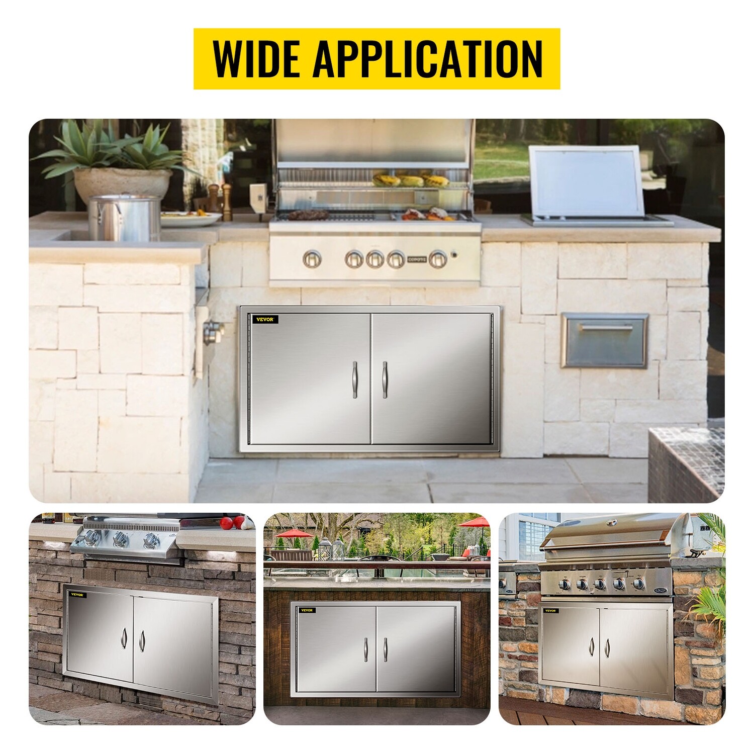 Stainless steel Walled Double Bbq Door Island For Kitchen, 39&quot; x 26&quot;