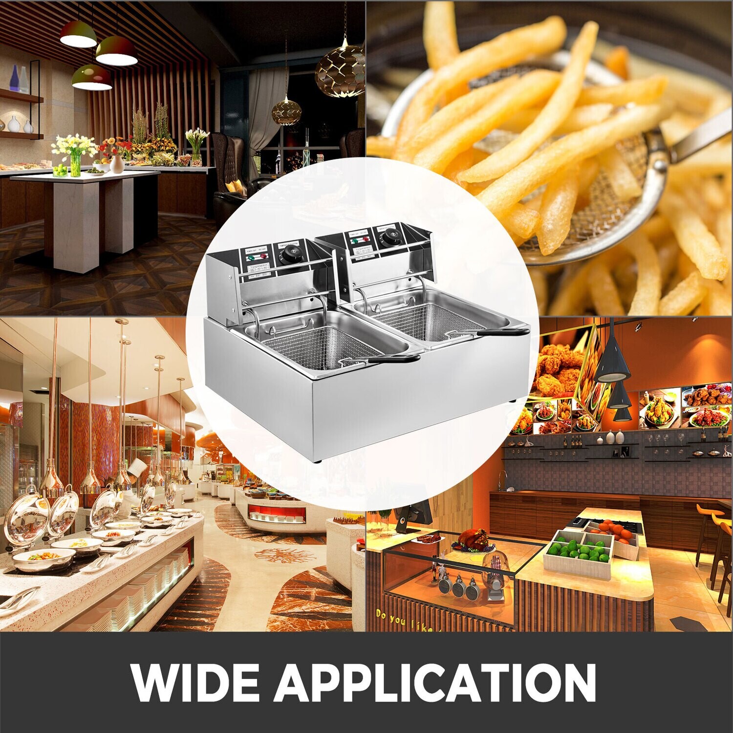 Dual Basket 5000W 12L Commercial Electric Deep Fryer – Stainless Steel Dual Fryer for High-Capacity Cooking and Frying