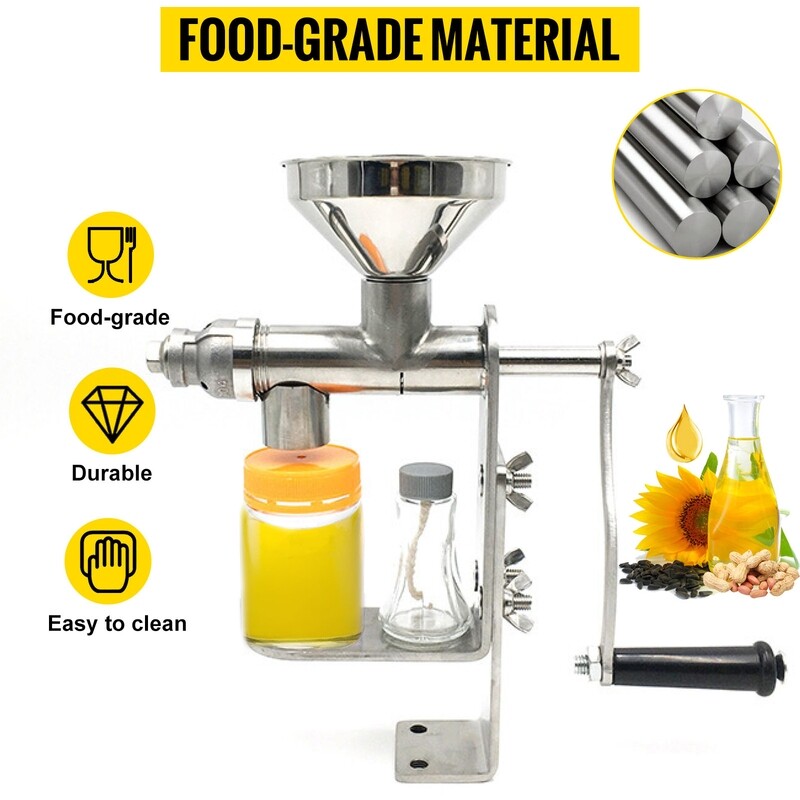 Stainless Steel Seed Olive Oil Expeller Extractor Hand Manual Oil Press Machine