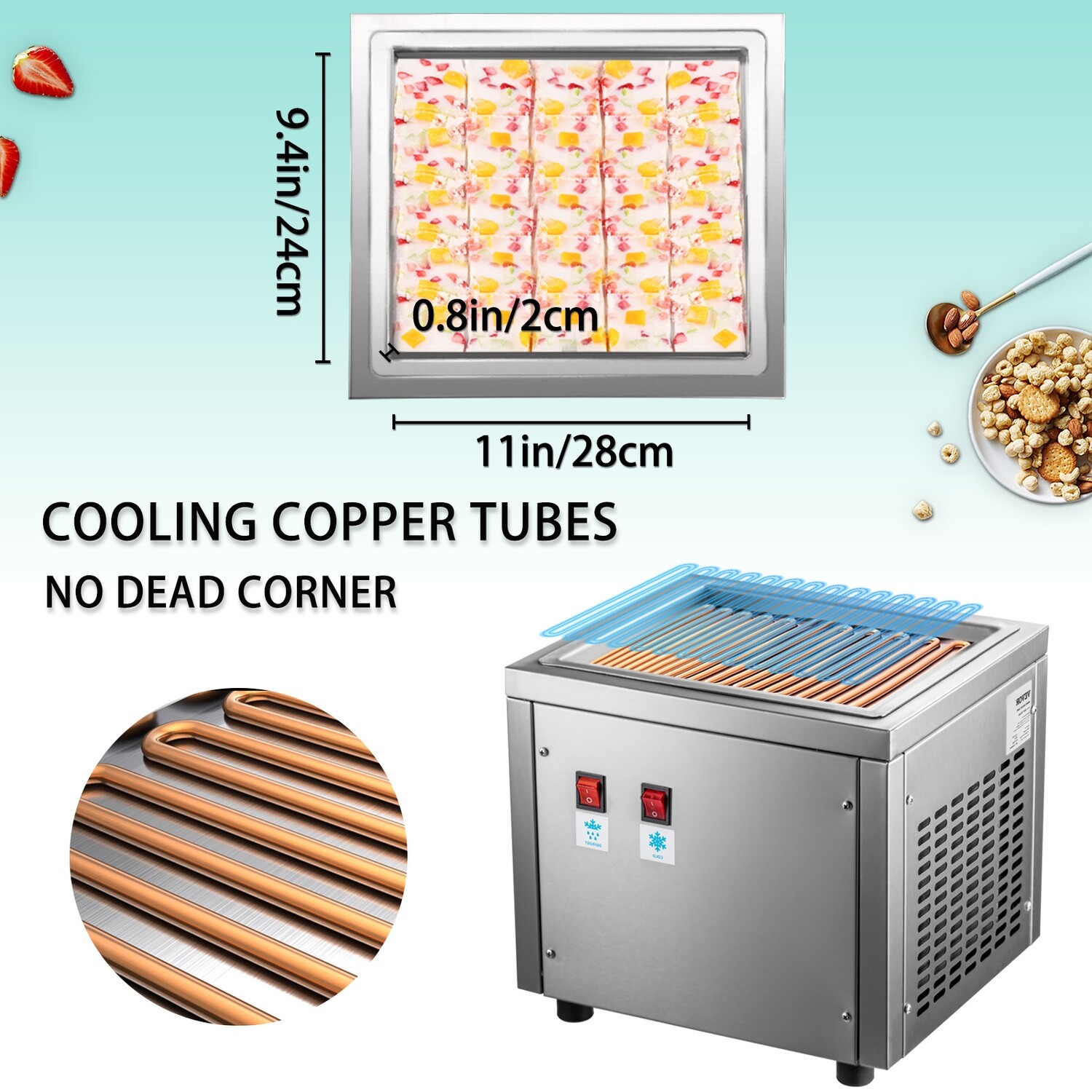 Commercial Stainless Steel Rolling Ice Machine for Fried Ice Cream – High Efficiency, Durable, Ideal for Restaurants and Cafes