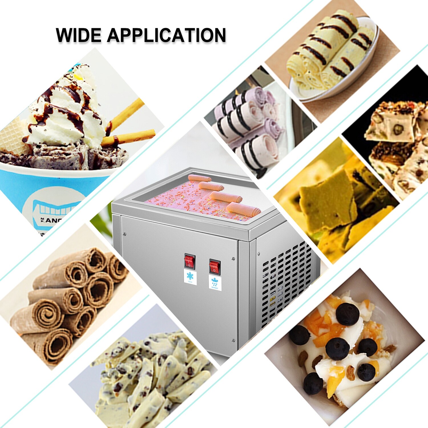 Commercial Stainless Steel Rolling Ice Machine for Fried Ice Cream – High Efficiency, Durable, Ideal for Restaurants and Cafes