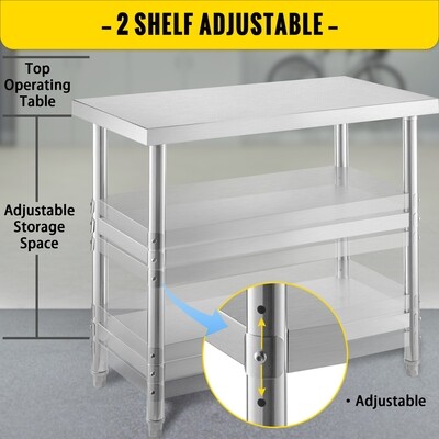Commercial Stainless Steel Prep Table 80x80x40 cm – Ideal for Restaurant and BBQ