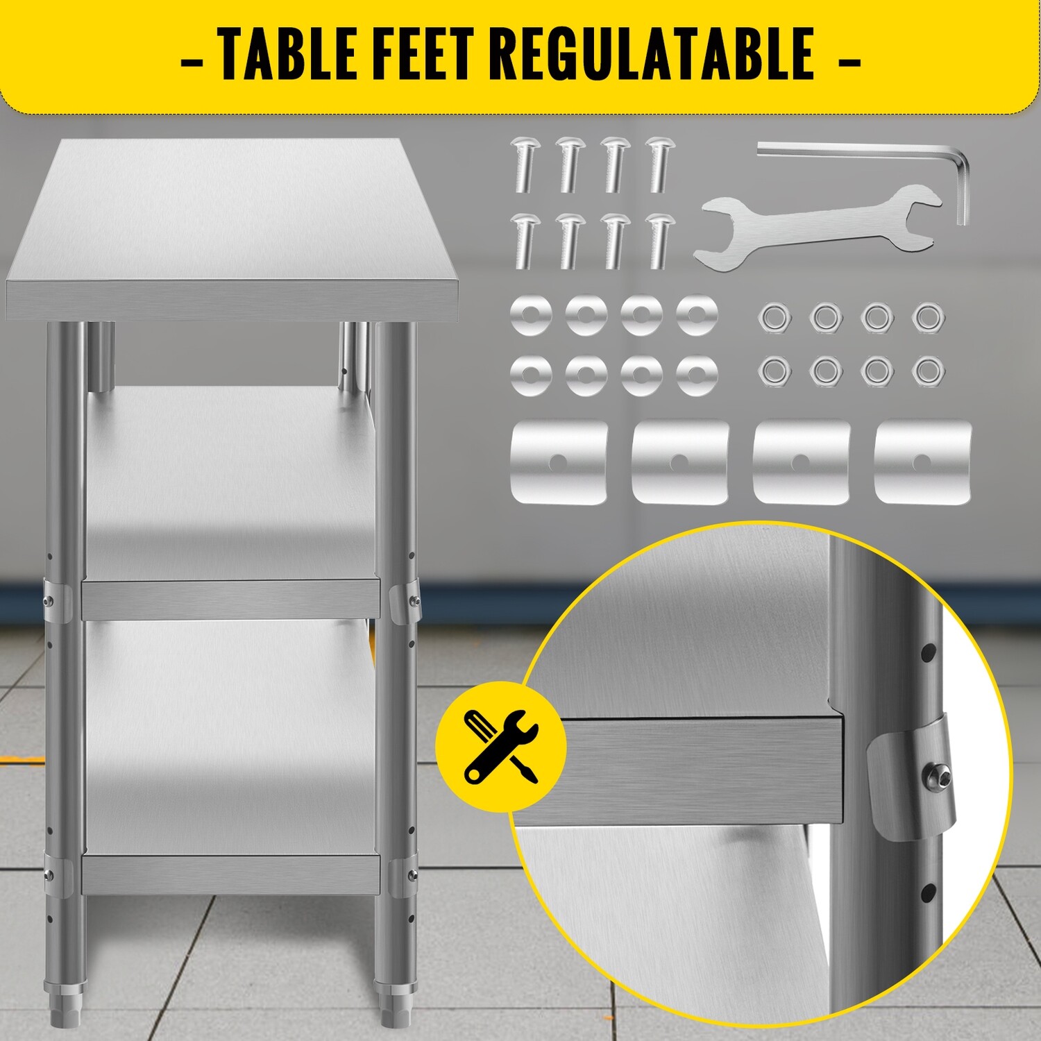 Commercial Stainless Steel Table 80x80x40 In Restaurant BBQ Prep Table