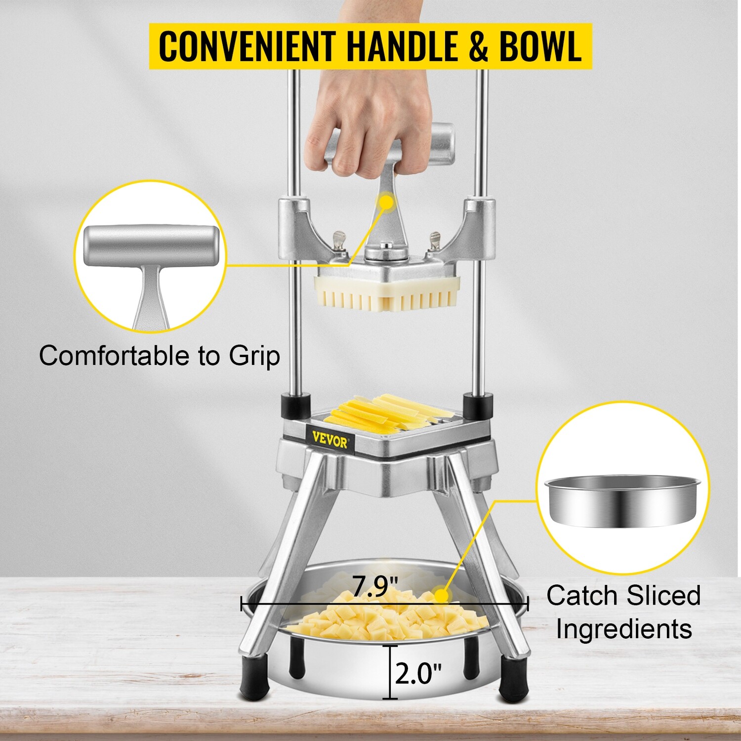 Commercial Onion &amp; Tomato Slicer with 4 Interchangeable Blades, Ideal for Slicing Vegetables and Fruits