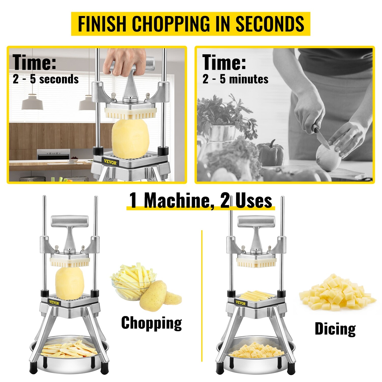 Commercial Onion &amp; Tomato Slicer with 4 Interchangeable Blades, Ideal for Slicing Vegetables and Fruits