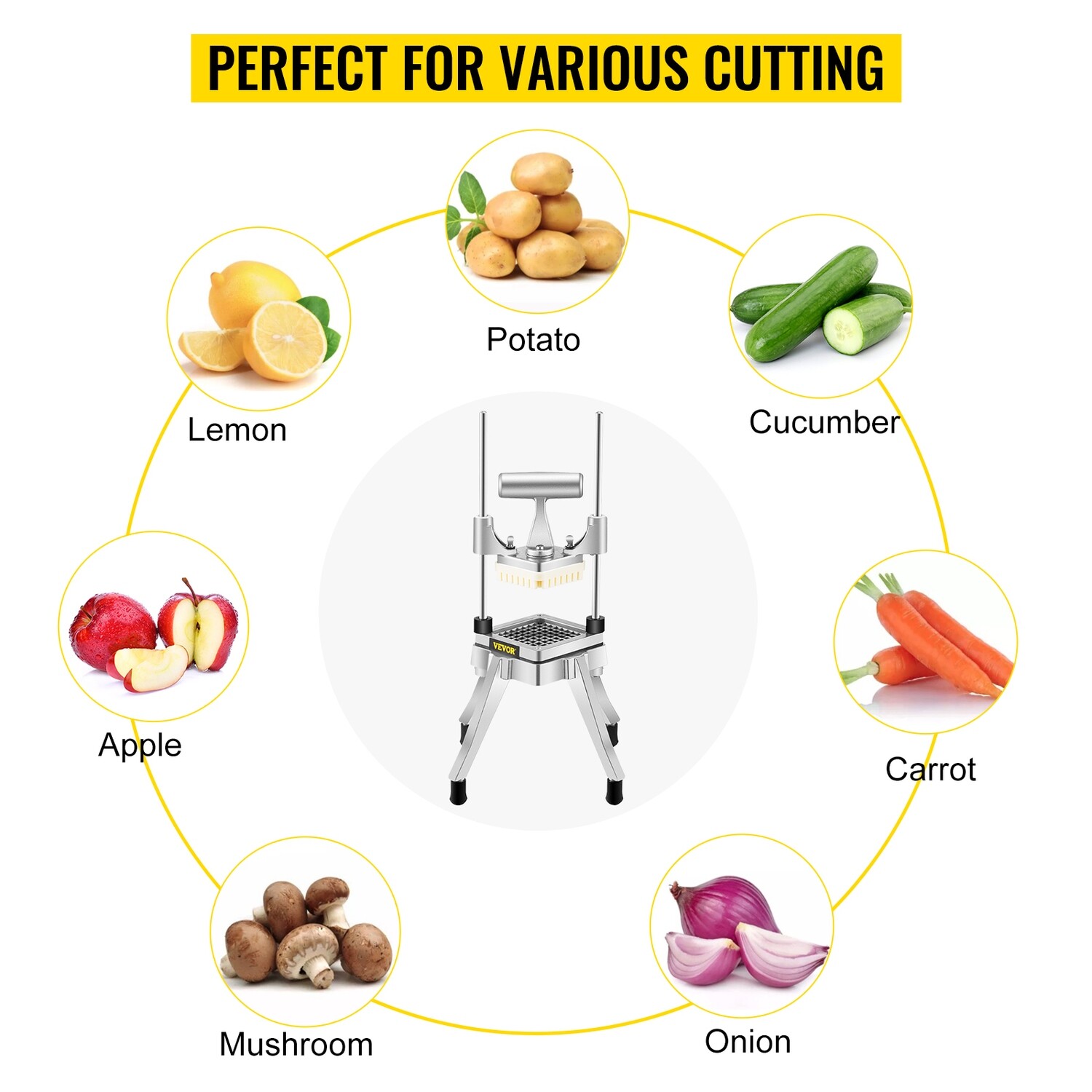 Commercial Onion &amp; Tomato Slicer with 4 Interchangeable Blades, Ideal for Slicing Vegetables and Fruits