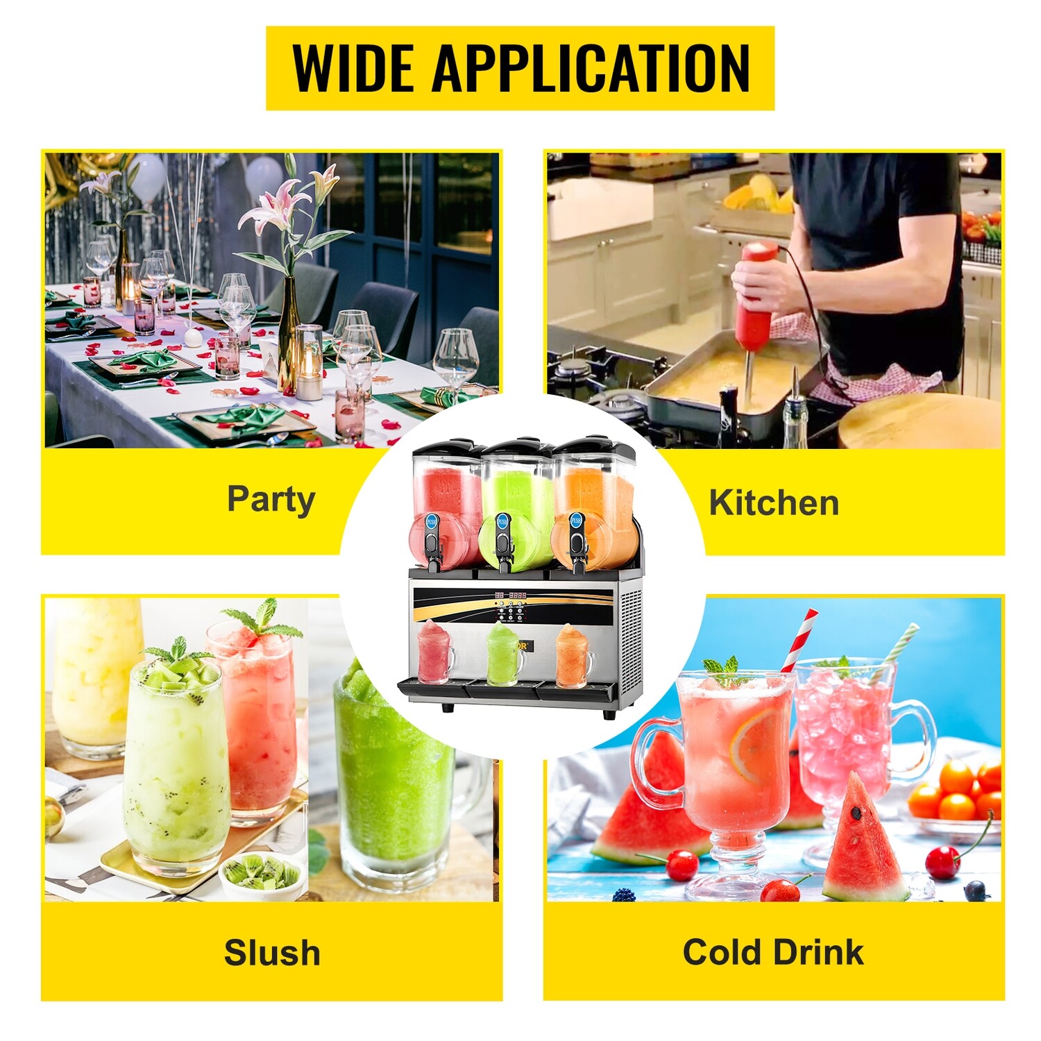 Business Slush Machine 3x15l Margarita Slush Maker Frozen Drink Device