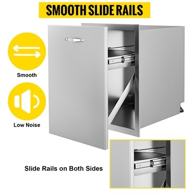 Outdoor kitchen BBQ Island with Pull Out Trash Drawer, 17.7&quot; x 22.8&quot; Trash Bin, Stainless