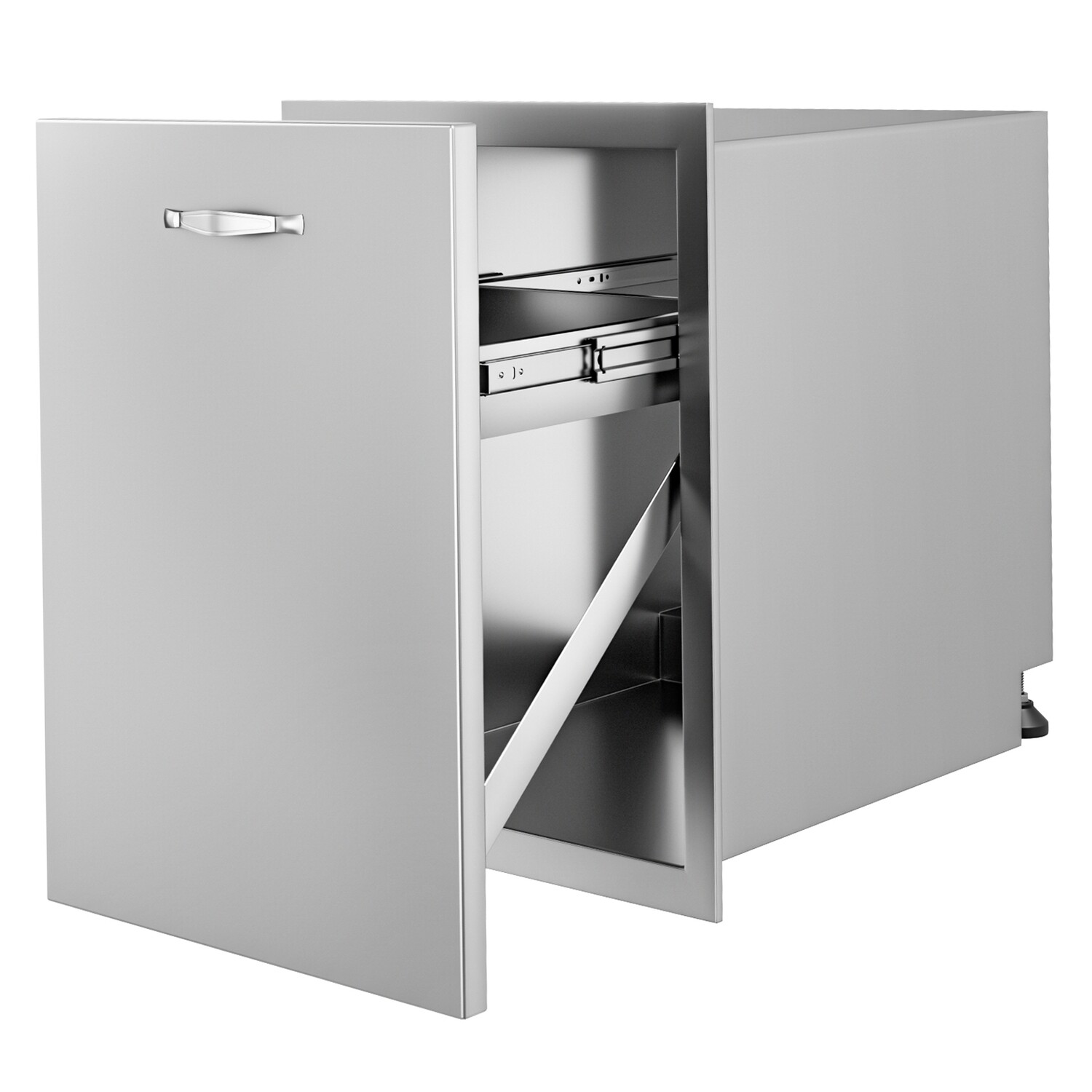 Outdoor kitchen BBQ Island with Pull Out Trash Drawer, 17.7&quot; x 22.8&quot; Trash Bin, Stainless