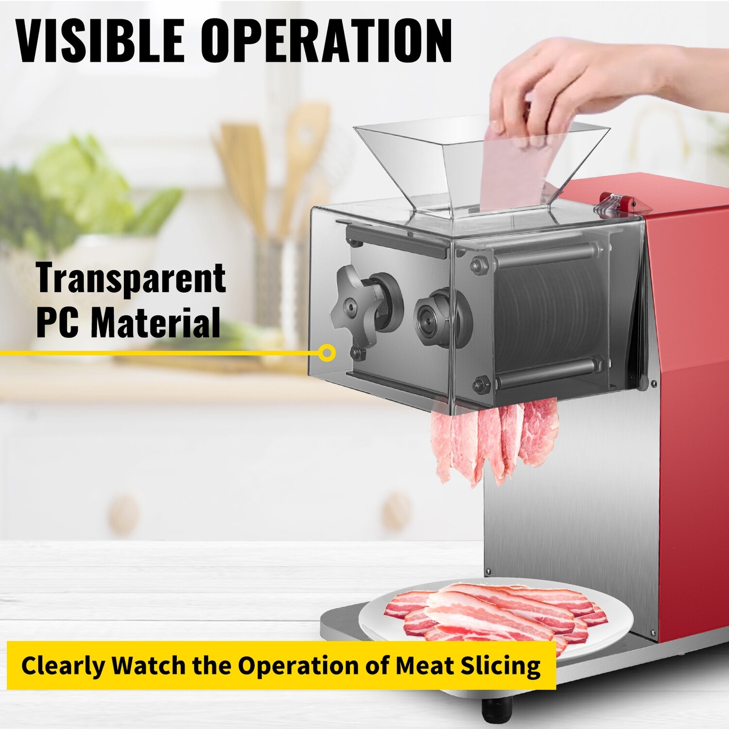 551 lbs/h 850W 10mm Vevor Commercial Meat Cutter Slicer – Heavy-Duty Meat Shredding Machine for Efficient Food Processing