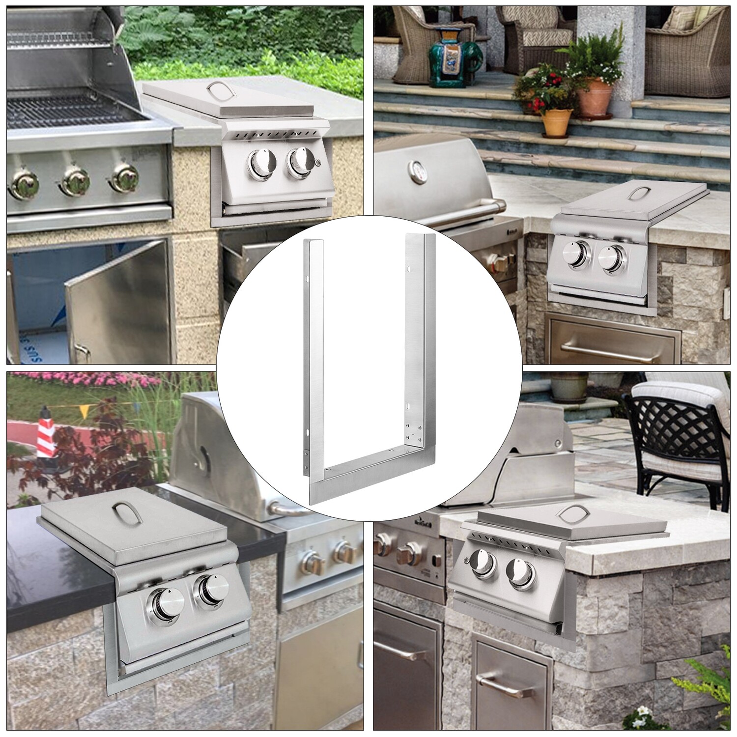 Outdoor Finishing Frame 12x18-inch Double-Side Burner BBQ Frame