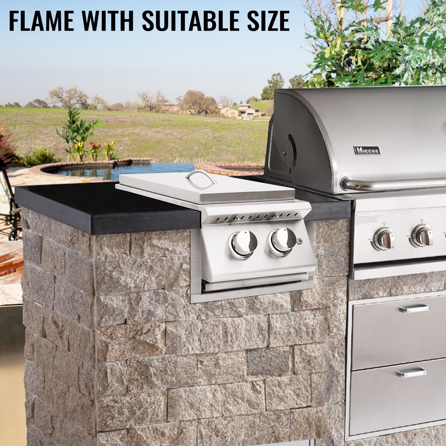 Outdoor Finishing Frame 12x18-inch Double-Side Burner BBQ Frame