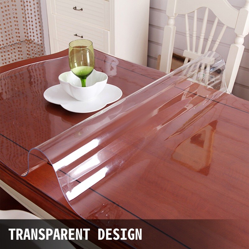 Good Quality 1.5mm PVC Tablecloth Table Cover 107 x 213 Cm Clear Table Mat