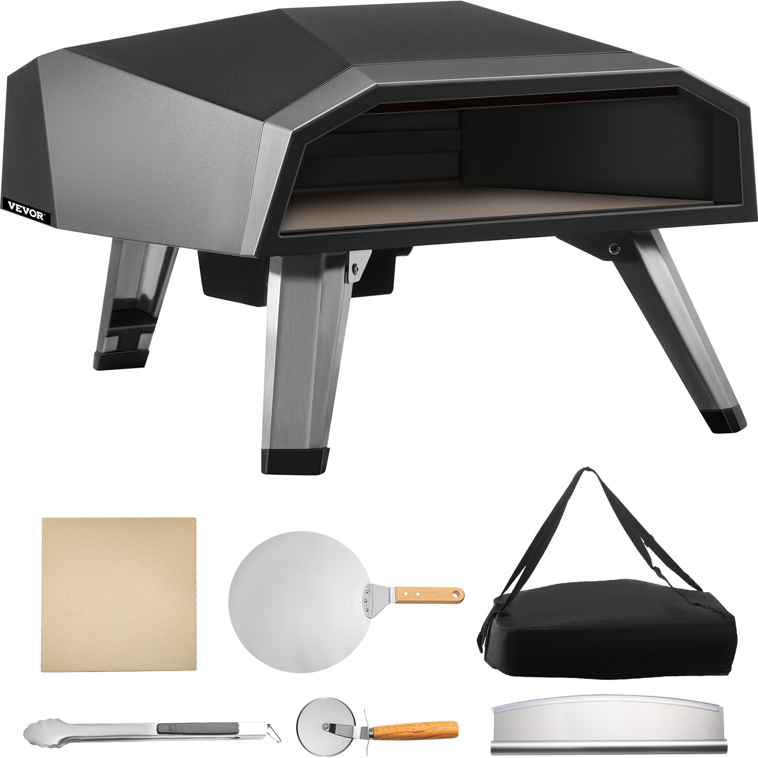 Portable Garden Outdoor Gas Pizza Oven With Steel Folding Legs &amp; 12&quot; Stone