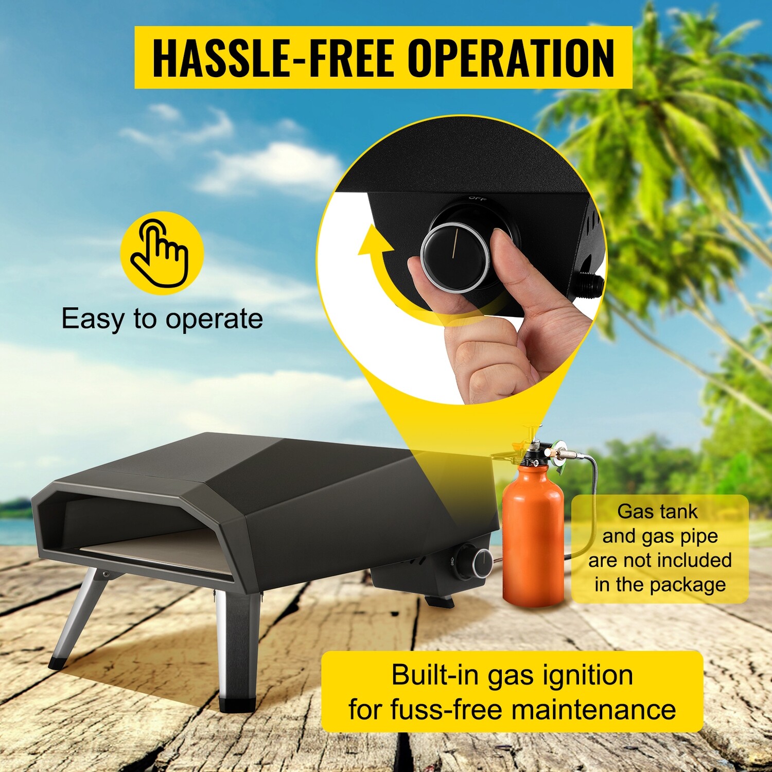 Portable Garden Outdoor Gas Pizza Oven With Steel Folding Legs &amp; 12&quot; Stone