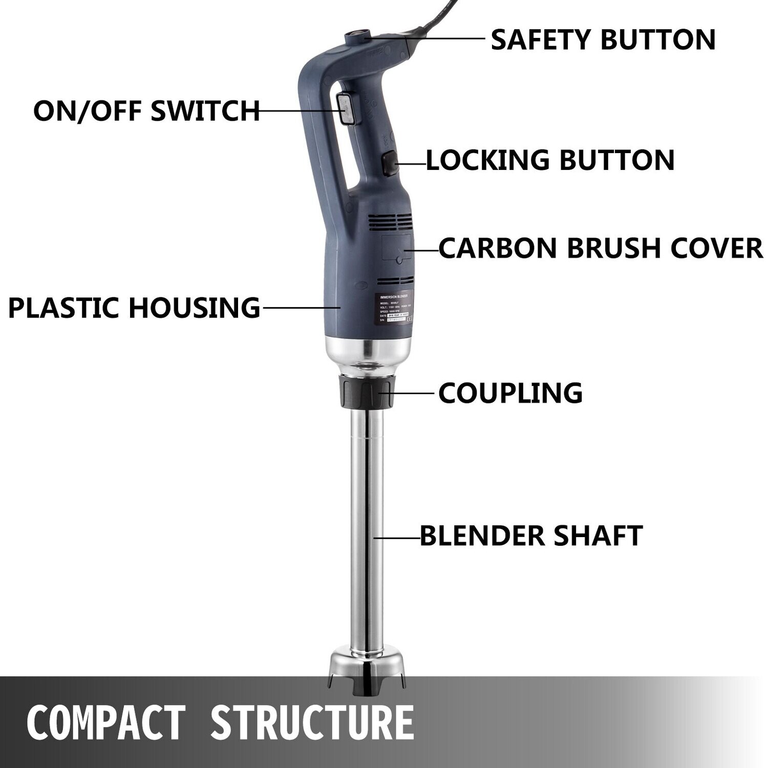 Commercial 350W Hand Blender, Constant Speed Immersion Blender for Professional Kitchens.