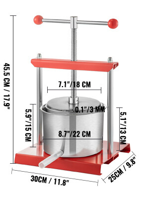 6L Fruit Tincture Press Machine - Grape Press for Efficient Wine Making and Juice Extraction