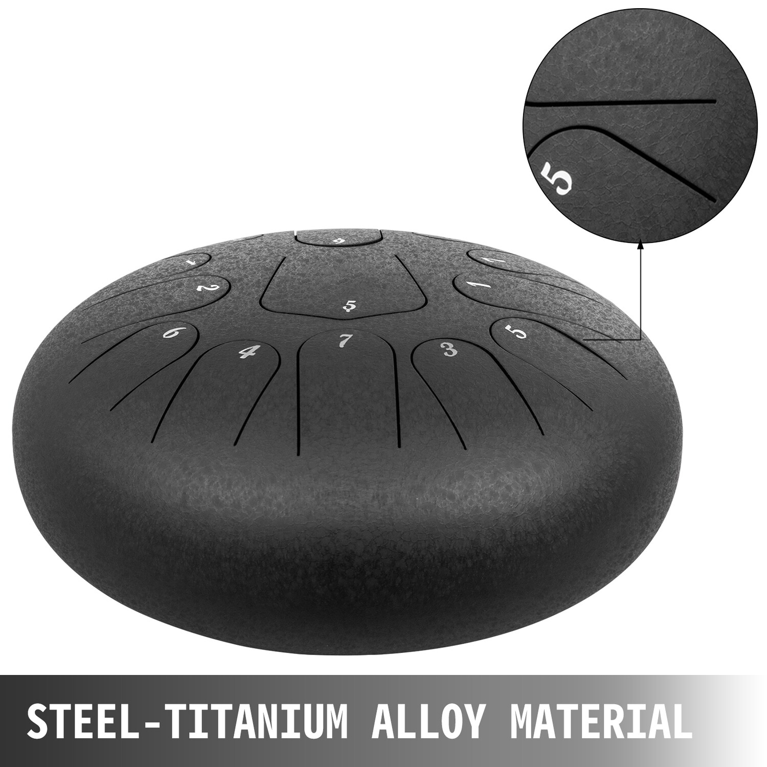 13-Note 12&quot; Black Steel Tank Drum – Steel Tongue Percussion Instrument for Melodic Play