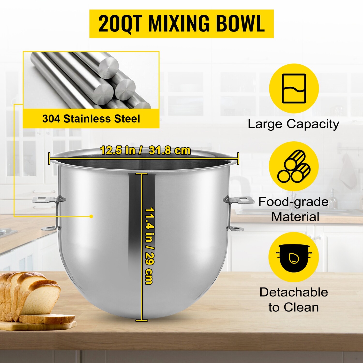 Commercial Electric Food Stand Mixer, Gear-Driven, Multi-Purpose Dough Mixer, 20 Litre Capacity, Ideal for Bakeries, Restaurants, and Food Service Operations. Durable, Efficient, and Easy to Use.