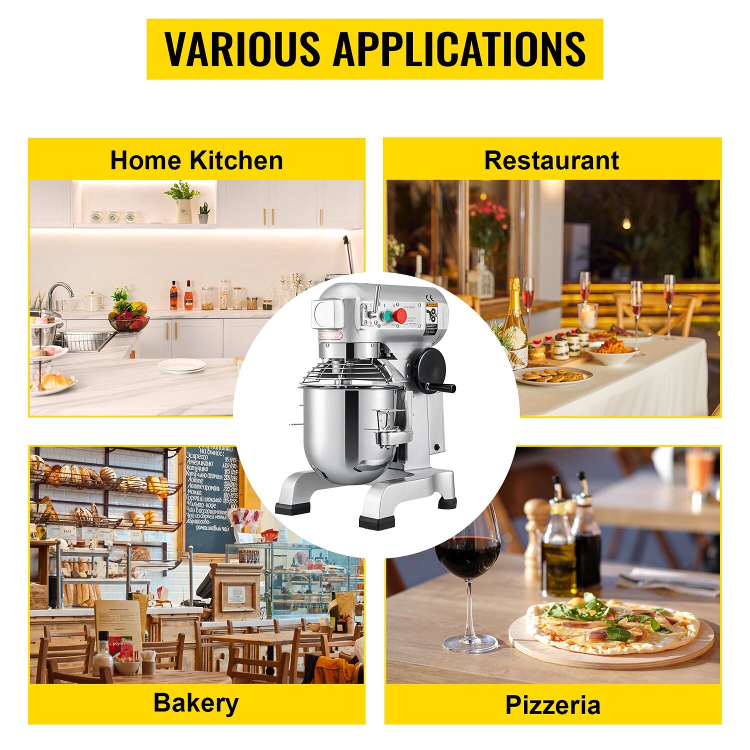 Commercial Electric Food Stand Mixer, Gear-Driven, Multi-Purpose Dough Mixer, 20 Litre Capacity, Ideal for Bakeries, Restaurants, and Food Service Operations. Durable, Efficient, and Easy to Use.