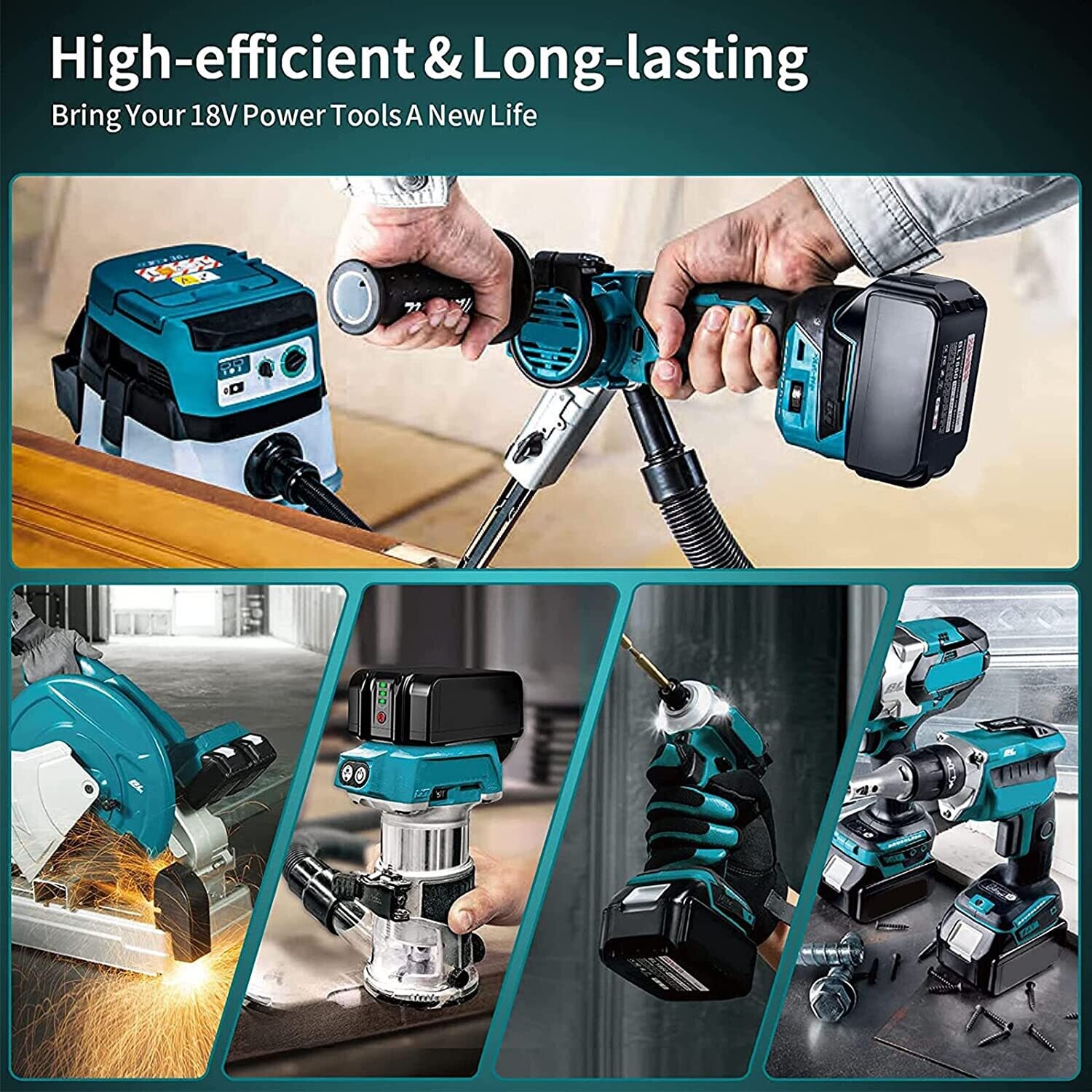 Makita-compatible 2 Pack BL1860B 18V 5.5Ah Batteries
