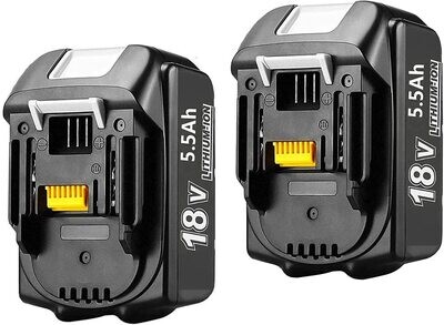 2-Pack 5.5Ah Lithium-Ion Batteries for Makita 18V Power Tools - High-Performance Replacement Batteries with LED Indicator for Extended Runtime and Compatibility with Makita Tools