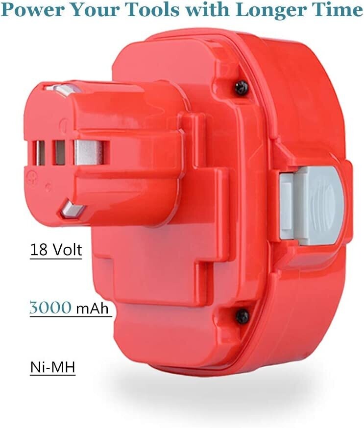 Replacement 18V 3000mAh Ni-MH Battery for Makita PA18 1822 1823 1834 1835 192826-5 192827-3 192829-9 193159-1 193140-2 193102-0 194105-7