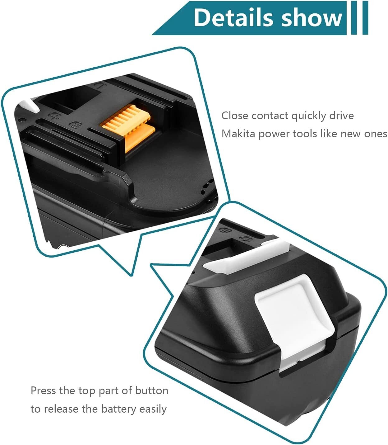Compatible Makita BL1850B 18V 5.0Ah Li-ion LXT Replacement Battery for Power Tools, High Capacity, Long Lasting, Cordless Tool Battery