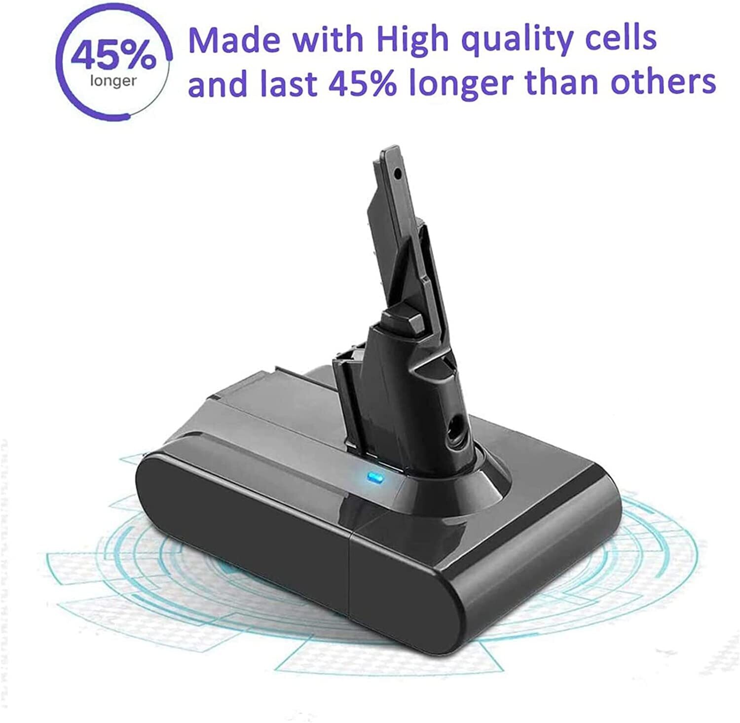 21.6V 6Ah V6 Lithium Battery for Dyson DC62, DC59, DC58, SV03, SV04, SV09, V6 Animal Motorhead, V6 Absolute, and V6 Fluffy Vacuum Cleaners - Reliable Replacement Battery for Enhanced Cleaning