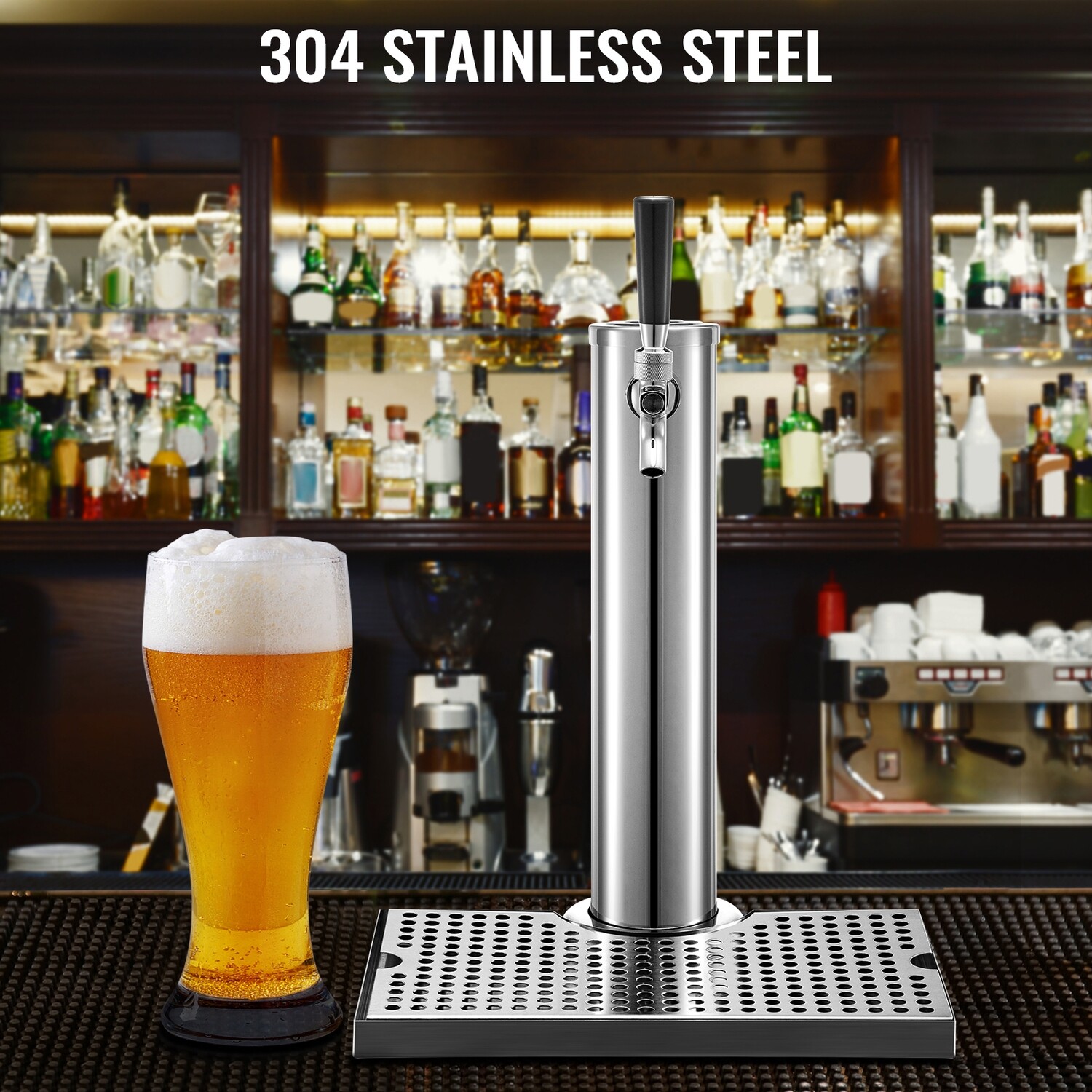 Stainless steel drip tray and beer tower kegerator tower one faucet