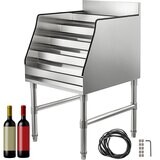 18&quot; Wine Rack 5-tier Stand Storage Stainless Steel Liquor Bottle Display Shelf