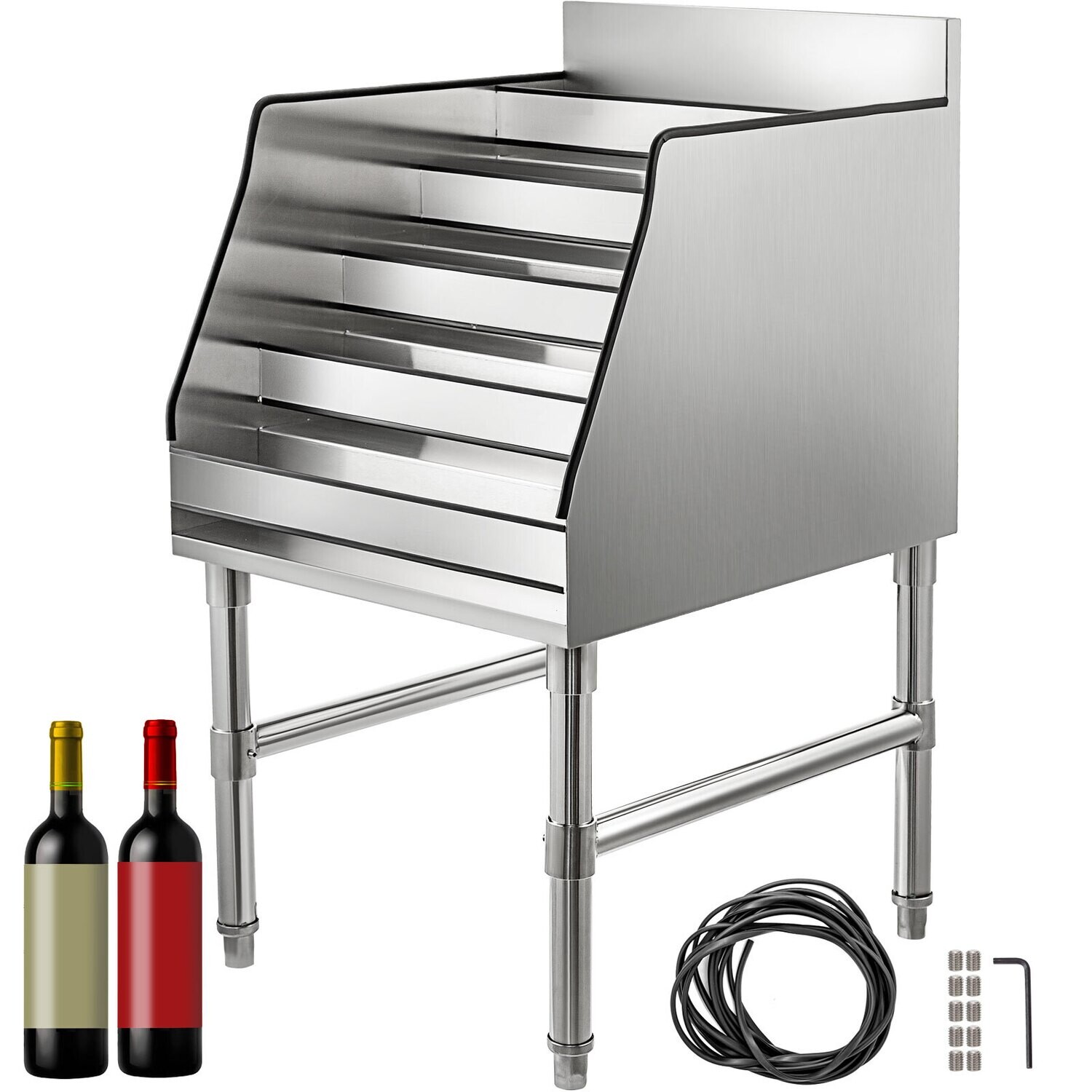 18" Wine Rack 5-tier Stand Storage Stainless Steel Liquor Bottle Display Shelf