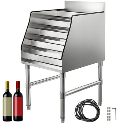 12&quot; 5-Tier Wine Rack – Stainless Steel Liquor Bottle Display Shelf for Stylish Storage
