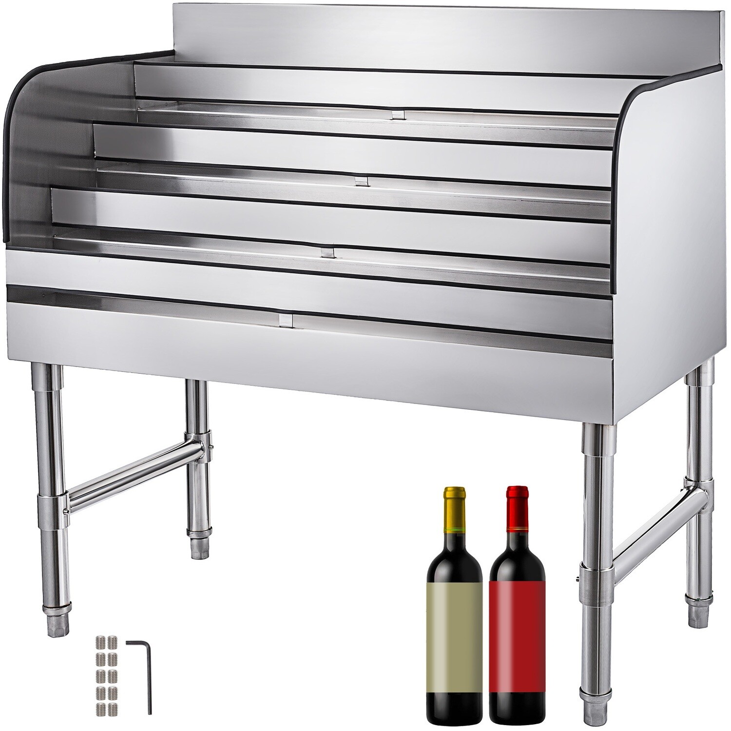 36&quot; Wine Rack 4-tier Stand Storage for Liquor Bottles Stainless Steel