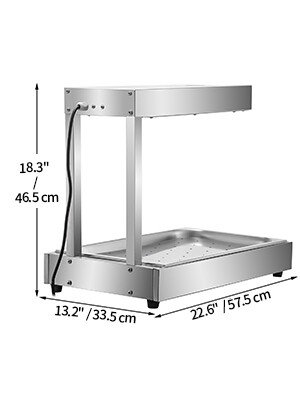 French Fry Heat Lamp with Detachable Pan Fry Warmer, SUS Food Lamp Warmer for Commercial Use