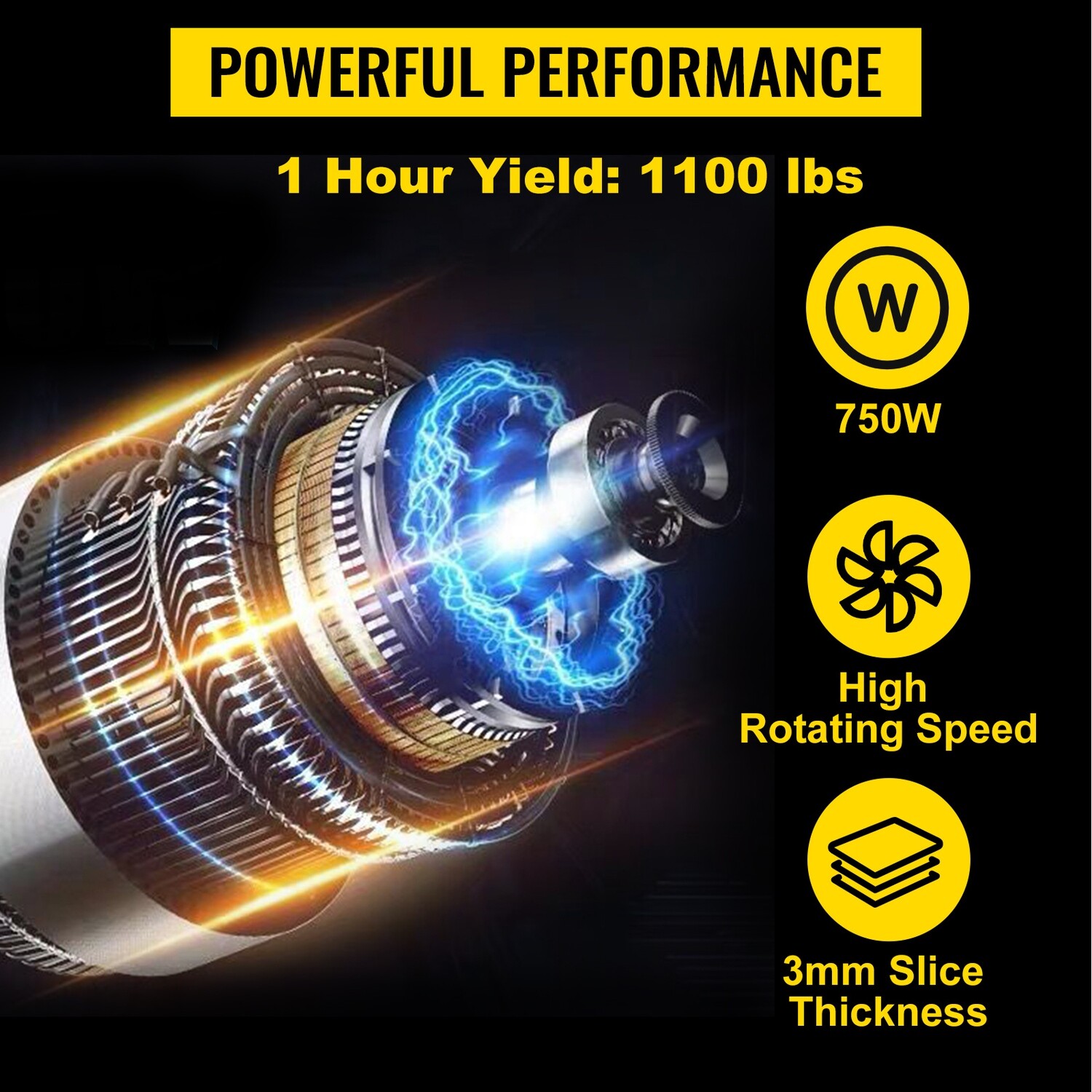 750W 500kg Output Meat Slicer Cutter with Blade - Commercial Restaurant Equipment for Efficient Meat Slicing and High-Volume Use